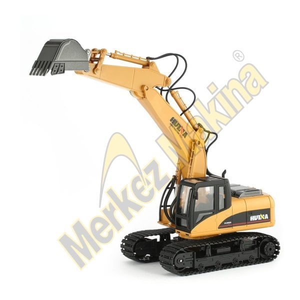 Huina Uzaktan Kumandalı Ekskavatör Kepçe Oyuncak Şarjlı Sesli 15 Fonksiyon İnşaat Kepçesi Metal Kepçeli