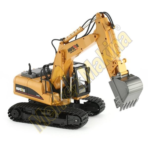 Huina Uzaktan Kumandalı Ekskavatör Kepçe Oyuncak Şarjlı Sesli 15 Fonksiyon İnşaat Kepçesi Metal Kepçeli