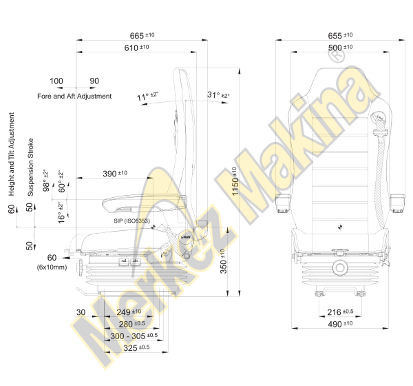 P1205/M100H2 SÜRÜCÜ KOLTUKLARI
