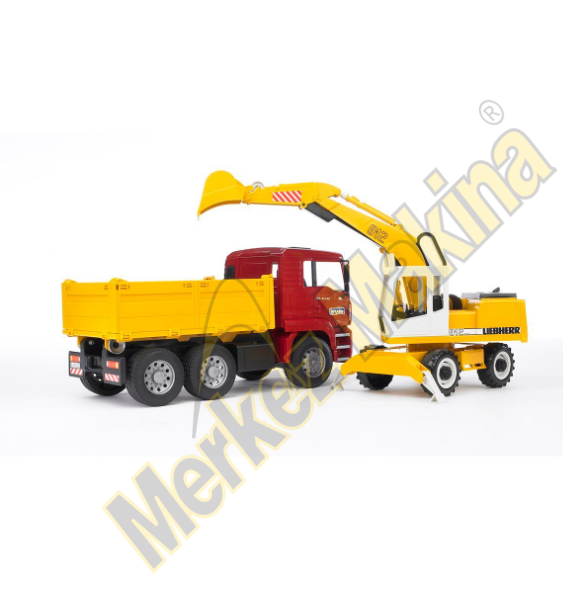 Bruder Man Damperli Kamyon ve Liebherr Ekskavatör