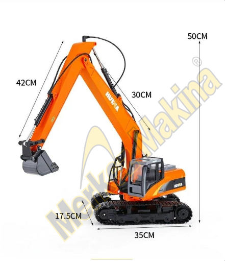 HUINA 1/14 Yüksek Kalite 15 Kanal RC Model Ekskavatör Paletli Kepçe Kazıcı Uzaktan Kumandalı Çok Fonksiyonlu RC İş Makinası - 2.4G Full Fonksiyon Sesli ve Işıklı 1551 Turuncu (Uzun Kol)
