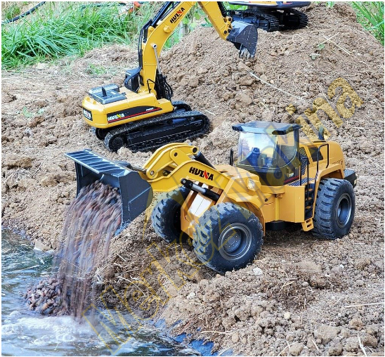 HUINA 1/14 10 Kanal FULL METAL Uzaktan Kumandalı Profesyonel RC Model Wheel Loader Damper İş Makinası -6 KG AĞIRLIK 2.4G Full Fonksiyon Sesli ve Işıklı -1583