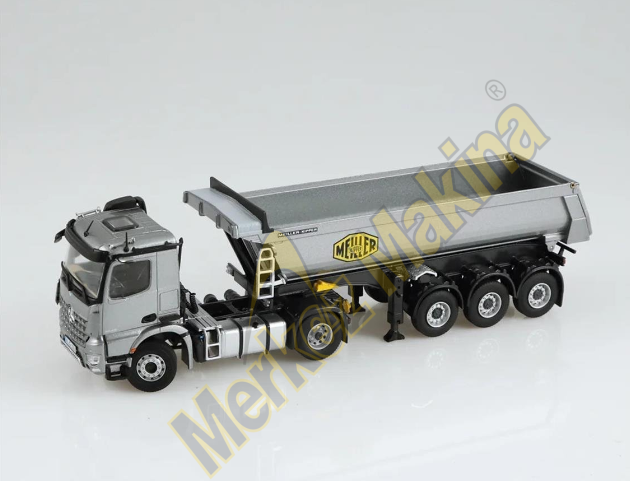 NZG LM10020055 1/50 Ölçek Mercedes Benz AROCS Damperli Kırkayak Çekici ,Gri, Sergilemeye Hazır Metal Model
