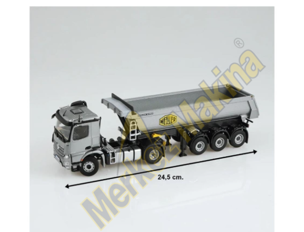 NZG LM10020055 1/50 Ölçek Mercedes Benz AROCS Damperli Kırkayak Çekici ,Gri, Sergilemeye Hazır Metal Model