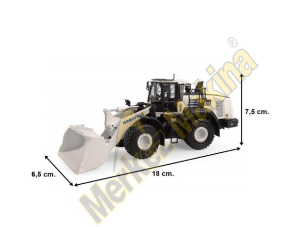 1/50 Ölçek Komatsu WA475-10 Loder  ( Beyaz Versiyon) Sergilemeye Hazır Tarımsal Makine Modeli